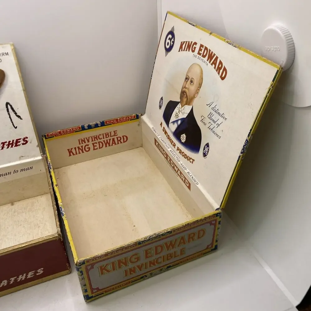 2 Vintage Roi Tan King Edward Cigar Boxes
